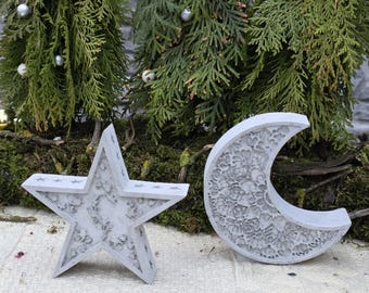 Concrete Star and moon, Outdoor decoration