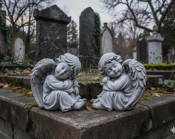 A pair of concrete angels memorial