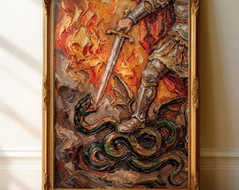 聖ミカエルの竜退治 ヴィンテージアートプリント - 宗教美術 - 大天使