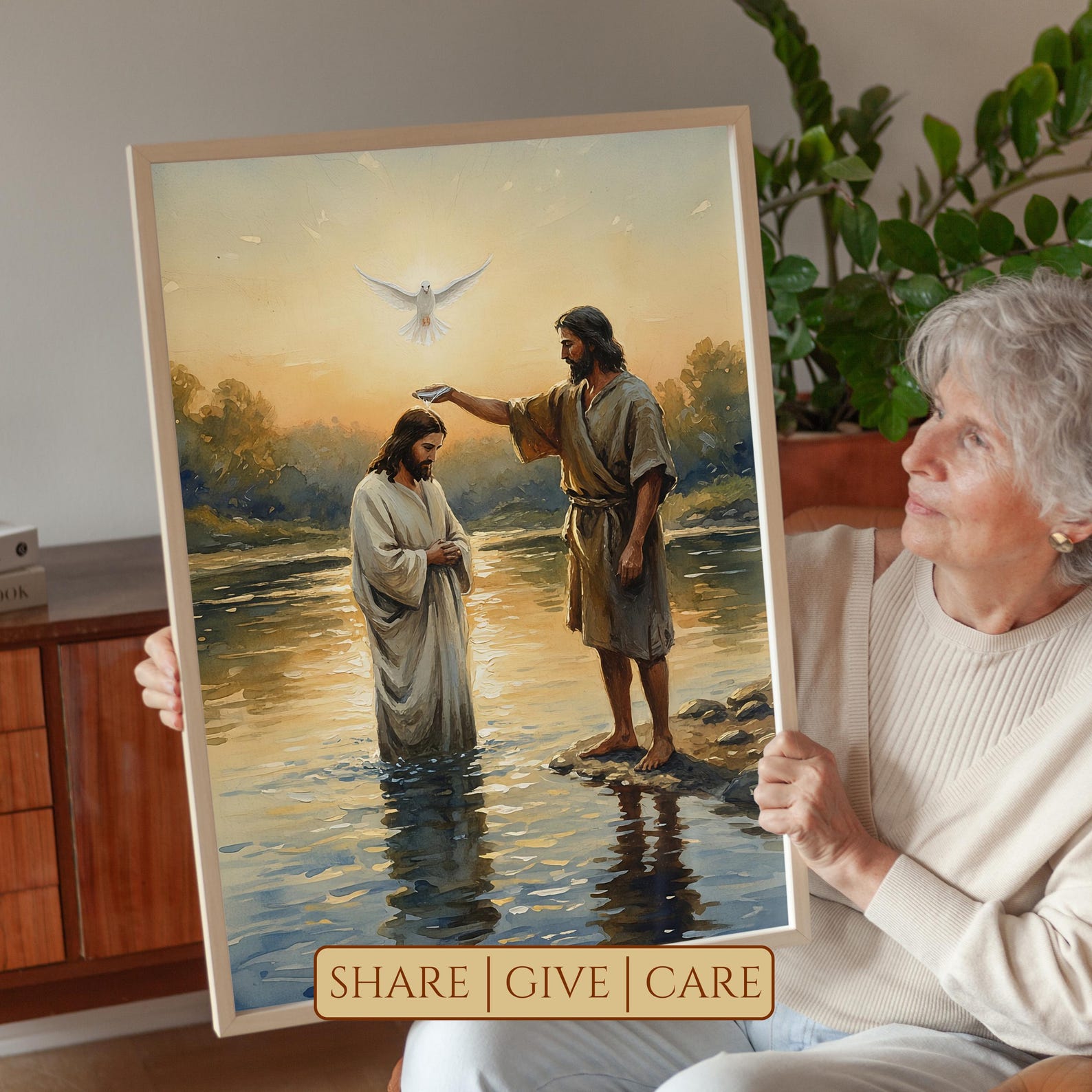 Jesus Being Baptized by John the Baptist With Holy Water, Bible Homely ...