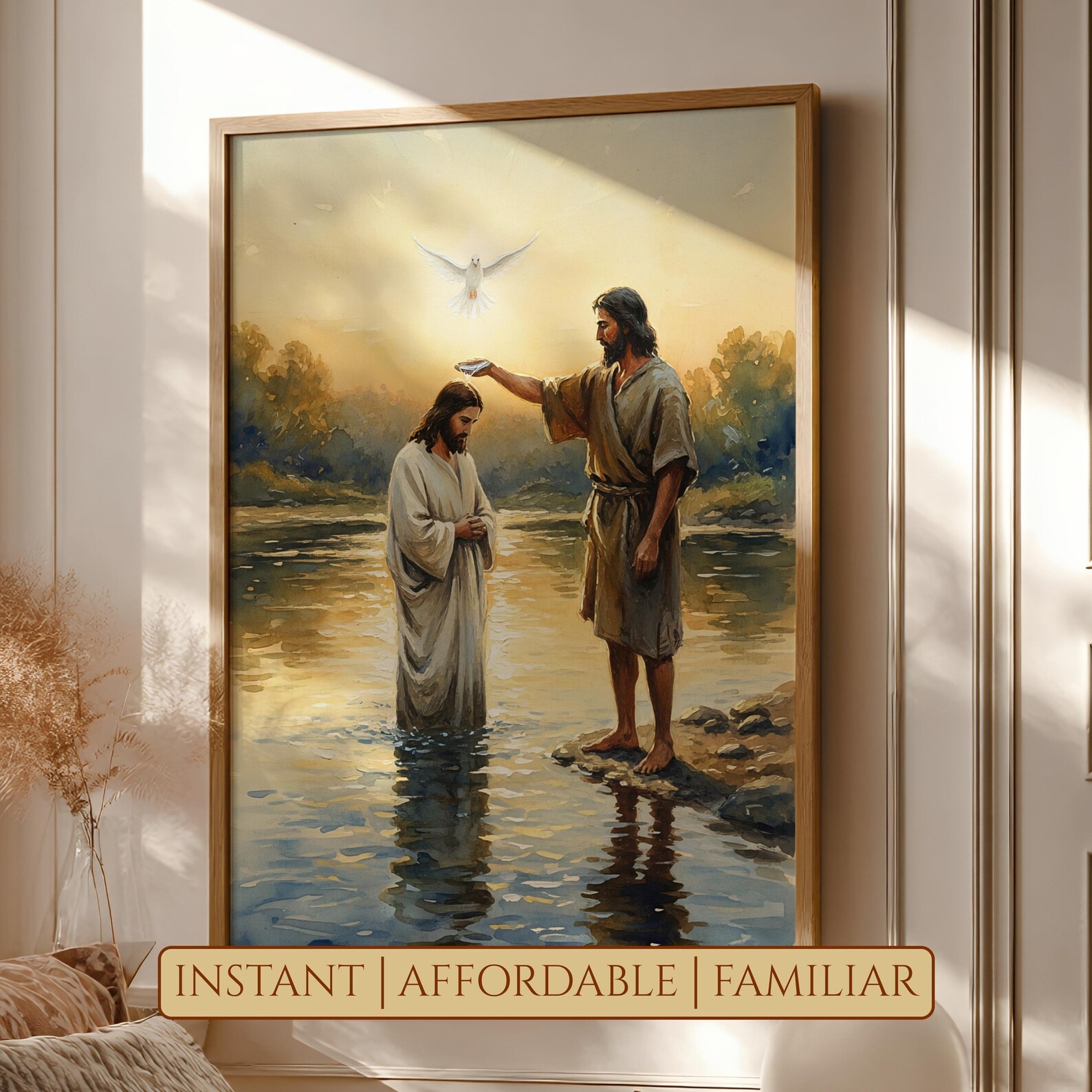 Jesus Being Baptized by John the Baptist With Holy Water, Bible Homely ...