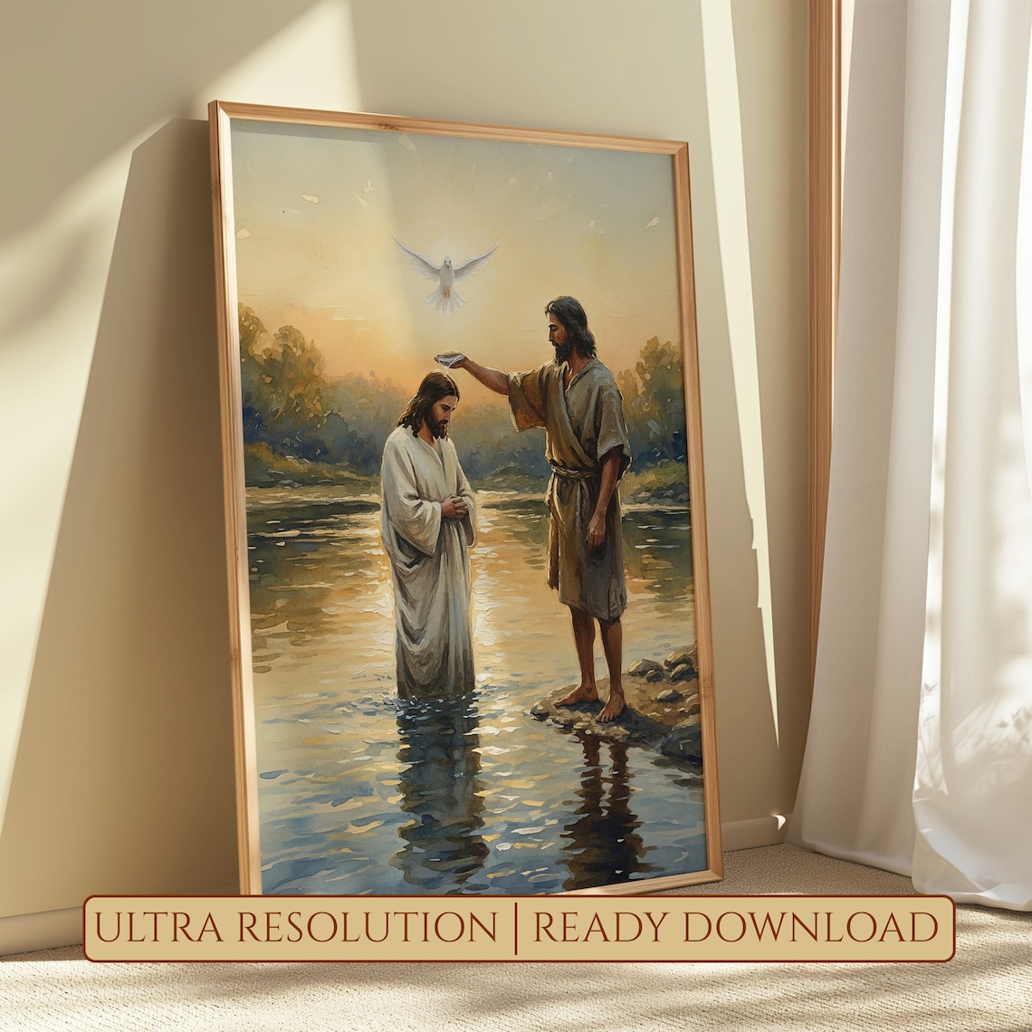 Jesus Being Baptized by John the Baptist With Holy Water, Bible Homely ...