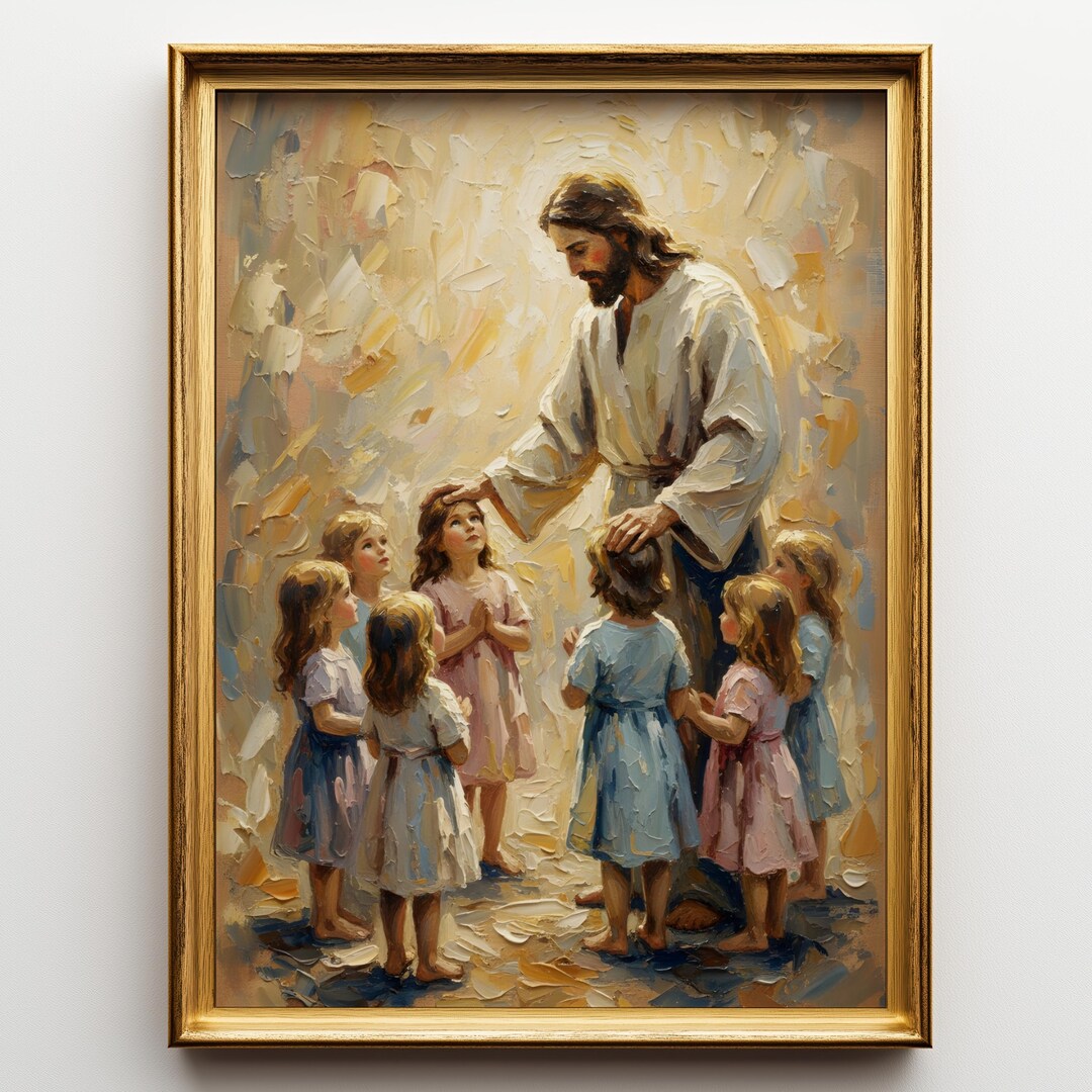 Jesus Christ Teach to Children Wallart: Christianity Watercolor ...