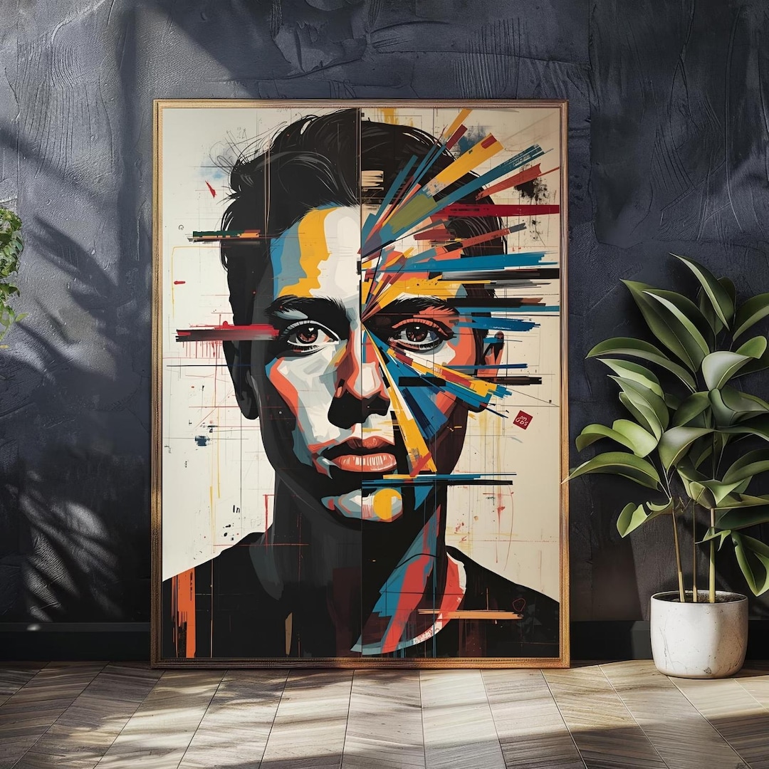 Abstract Woman Art Print: Modern Geometric Portrait in Bold Colors ...