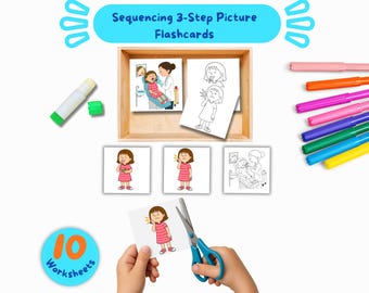 Candy and a Toothache Sequencing Cards, Beginning Middle End Activity, Printable Teacher Resource for Preschool