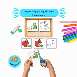 The Caterpillar and the Apple Sequencing Cards, Beginning Middle End Activity, Printable Teacher Resource for Preschool