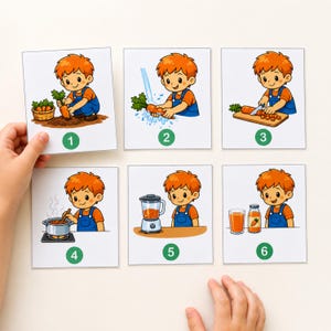 6-stufige Sequenzkarten für Kinder, druckbare Aktivität zur Geschichtensequenz