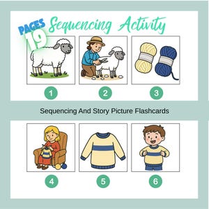 Cartões de memória com imagens para sequenciamento e histórias, atividade imprimível de sequência de histórias