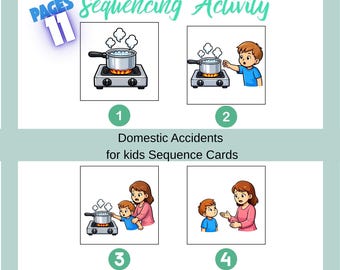 Domestic Accidents Sequencing Activity for Kids, Printable Story Cards