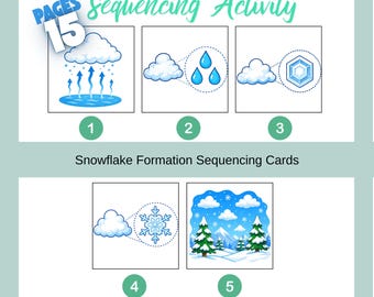 Snowflake Life Cycle Sequencing Activity , Winter Science Printable Cards