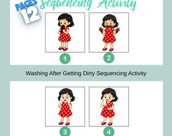 Cotton Candy Sequencing Cards ,4 Step Printable Activity for Kids
