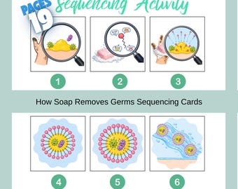 Soap Molecules and Germs Sequencing Activity,Handwashing Science Printable for Preschool