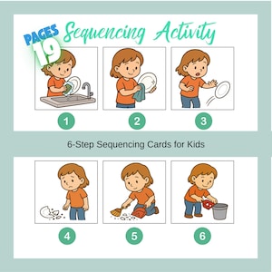 6-Schritt-Bildkarten, druckbare Story-Aktivität für Kinder, PDF zum Ausschneiden und Einfügen