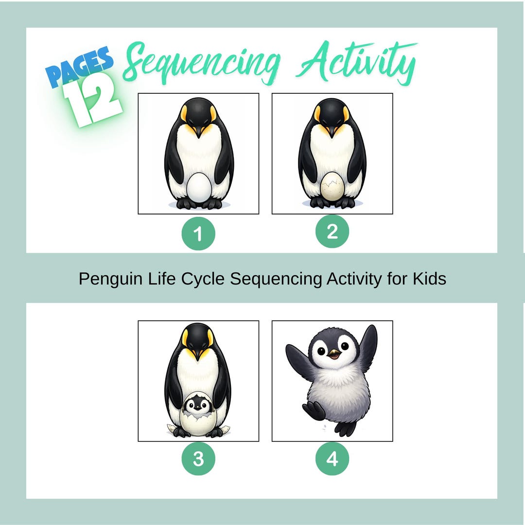 Penguin Life Cycle Sequencing Activity for Kids , Printable Science ...