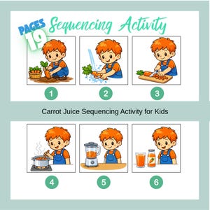 Cartões de Sequenciamento de 6 Passos para Crianças, Atividade de Sequência de História para Imprimir