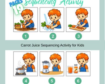 6-Step Sequencing Cards for Kids , Printable Story Sequence Activity