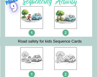 Road safety for kids Sequencing Cards, Motor Skills Activity, Printable Teacher Resource for Preschool