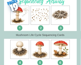 Mushroom Life Cycle Sequencing Cards , Printable Story Sequence Activity