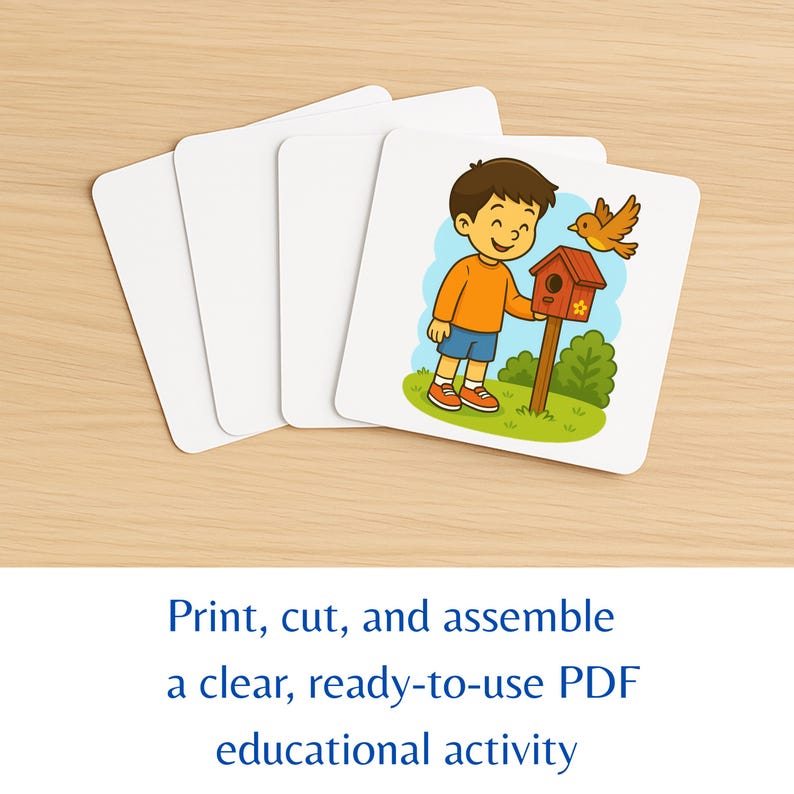 Birdhouse Sequencing Activity for Kids | Printable Story Cards | Cut ...