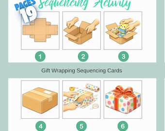 Wrapping a Gift Sequencing Activity, Printable Flashcards for Kids
