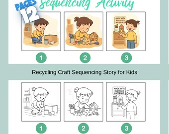 Recycling Craft Sequencing Story for Kids | Printable Story Cards | Eco-Friendly Activity
