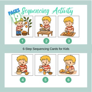 Cartões de Sequenciamento de 6 Passos para Crianças, Atividade de Sequência de História para Imprimir