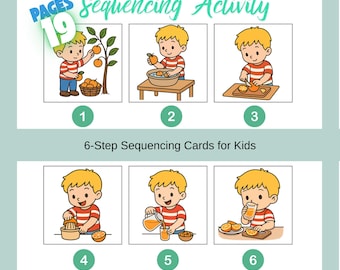 6-Step Sequencing Cards for Kids , Printable Story Sequence Activity