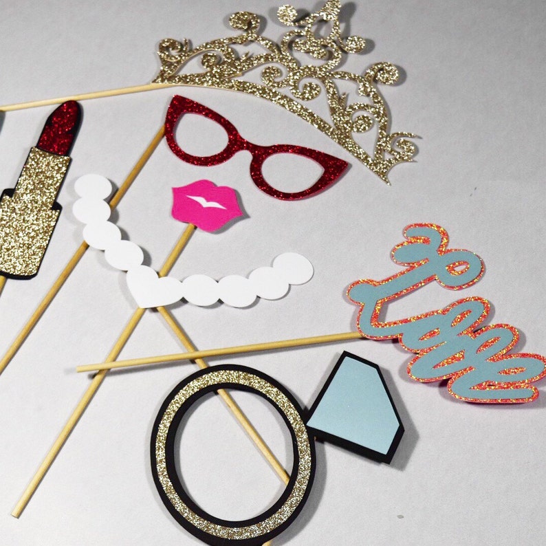 Bride photobooth props 9pc*