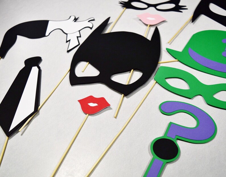 Batman Photo Booth Props 15 Pc | Etsy