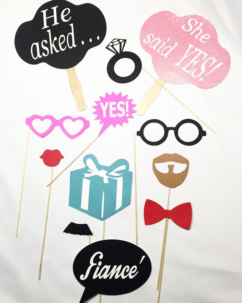 Engagement Party Photo Booth Props 13 Pc Etsy