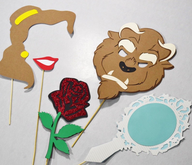 Beauty and the Beast Photo Booth Props 5 Piece Disney Etsy