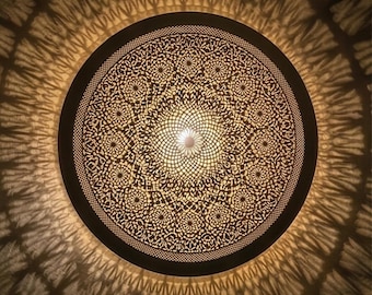 Handgemaakte Marokkaanse messing hanglamp, doorboorde filigraan boho-plafondlamp