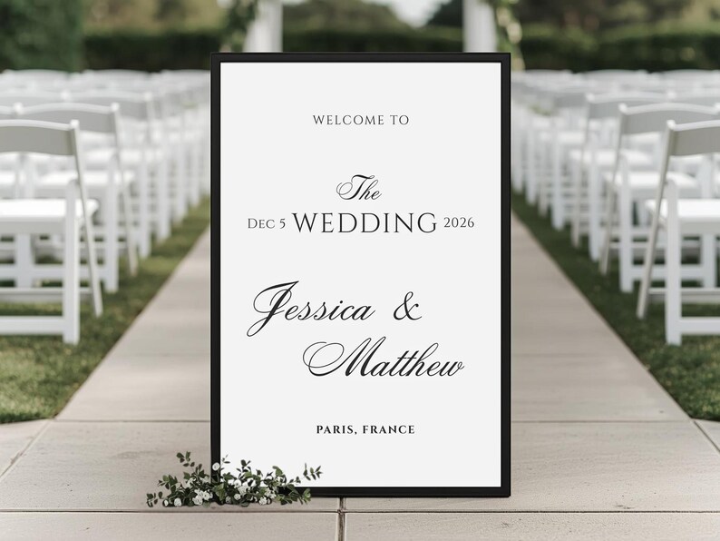 Editable Wedding Welcome Sign Template | Minimal Elegant Design ...