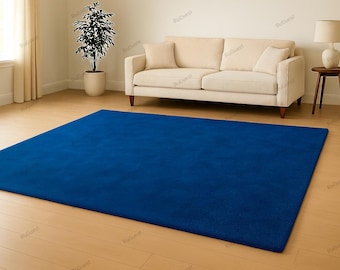 Royal Blue Area Rug – Soft Plush Minimalist Blue Rug for Living Room, Bedroom & Modern Home Décor