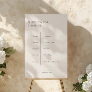 Wedding Day Timeline Template | Minimal Wedding Timeline Sign | Editable Canva Timeline | Modern Wedding Sign | Instant Download