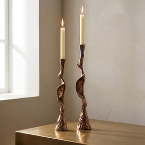 Vintage Cooper Candle Holder, Set Of 2 Candle Stand, Luxury Wedding Centerpieces, Statement Dining Table Gift