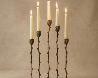 Statement Candelabra, Solid Brass Candle Holder, Wedding table Decor, Housewarming Candle Stand Gift