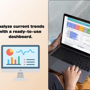 May include: A laptop displaying a data dashboard with charts and graphs. The screen shows various data visualizations, including bar graphs and line charts. Text on the screen reads "Education & Teaching" and "Key Insights". The image also includes a desktop monitor with a similar dashboard.