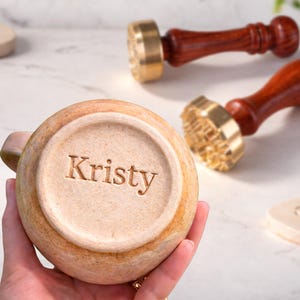 Custom Pottery Stamp with Handle | 3mm Deep Engraved Name Maker’s Mark for Clay | Pottery Signature Stamp