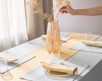 Weich Blau Baumwolle Tischdecke Set: Läufer, Tischsets, Servietten, individuelle Esstischdekoration