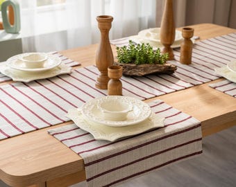 Gestreifte Tischläufer - Rustikale Tischdekoration