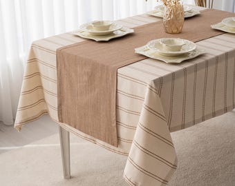 Brauner Tischläufer - Vintage Esszimmer Dekor, Naturleinen Stil