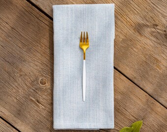 Serviettes en coton bleu doux - Serviettes en tissu rustiques pour la table à manger