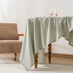 Mantel navideño de algodón – Tamaño personalizado. Funda rústica para mesa de comedor navideña, estilo vintage. 5-Sage Green