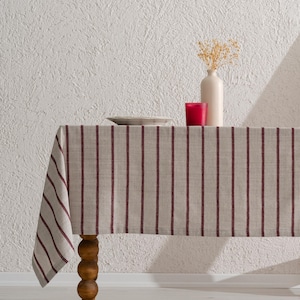 Tovaglia vintage a righe – 100% cotone, decorazione rustica per tavolo da pranzo