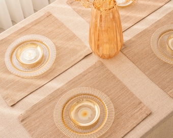 Braune Baumwoll-Tischsets - rustikale Stoff-Tischsets für die Esstischdekoration