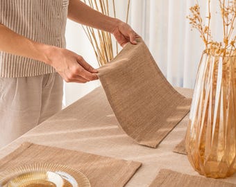 Napperons en coton marron - Tissu rustique pour la table à manger