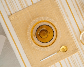 Senffarbene Baumwoll-Tischsets - Minimalistische Tischsets für den Esstisch