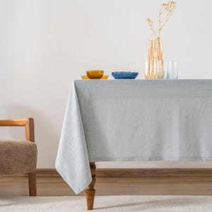 Mantel navideño de algodón – Tamaño personalizado. Funda rústica para mesa de comedor navideña, estilo vintage. 6-Soft Blue