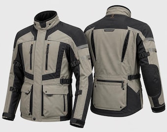 Giacca da mototurismo avventura, da uomo, con protezioni CE, in tessuto, abbigliamento da moto.